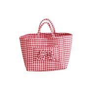 CJFBDFC Quilted Laundry Basket with Handles Red Checkered Storage Large Capacity Foldable Fabric Hamper For Clothes Household Organisation