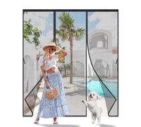 CJFBDY Magnetic Fly Screen Door, Black Polyester Mesh Curtain with Full Frame Hook&Loop, Heavy Duty Anti Mosquito Bug Net, Auto Close, Pet & Kid Friendly for Patio French Door, 170x180cm
