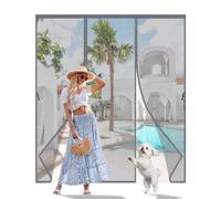 CJFBDY Magnetic Fly Screen Door, Grey Polyester Mesh Curtain with Full Frame Hook&Loop, Heavy Duty Anti Mosquito Bug Net, Auto Close, Pet & Kid Friendly for Patio French Door, 200x200cm