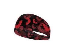 Cjfognsoa Black and Red Bandanas for Men Womens Halloween Bat Headband Head Wide Turban Elastic Nonslip Sports Recovery Cooling Hair Scarf Sweatband Head Sweat Bands Vacation Athletic Gym Hair Band