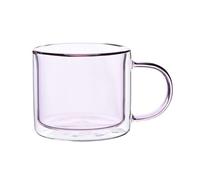CJHFR472SG Elegant Colorful Double Wall Drinking Glasses with Handle, Borosilicate Glass Teacups Coffee Mugs, 240ML Glassware(Pink)