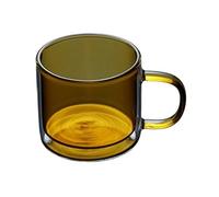 CJHFR472SG Elegant Colorful Double Wall Glass Cups, Borosilicate Teacups Coffee Mugs with Handle, 250ML Glassware(Yellow Fallen Leaves)