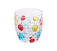 CJHFR472SG Elegant Colorful Hand-Painted Polka Dot Embossed Glass, 10.5oz Drinking Glasses Handmade Multicolor Glassware Glassware(Multi-Colored)