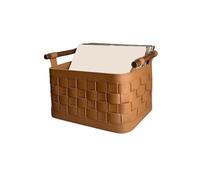 CJHFR472SG Record holder Multifunctional Leather Weave Storage Box with Handle Vinyl Record Case for Home Office Vinyl stand