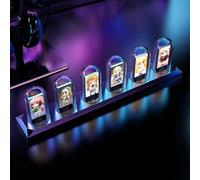 CJHZQYY Nixie Tube Clock LED Glow Digital Tube Clock With Calendar, Weather Forecast, Pixel IPS Informative Display, DIY Art Photo Display, WiFi APP Connection