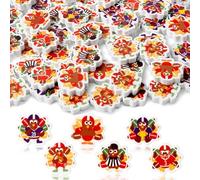 CJiangpo 60Pcs Fall Mini Erasers - Football Turkey Erasers for Kids Bulk Cute Cartoon Turkey Pencil Rubber 3D Desk Puzzle Rubber for Kids Classroom Rewards Student Prizes Fall Thanksgiving Day Gifts