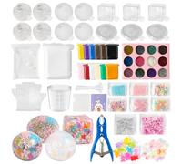 CJiangpo DIY Stress Ball Making Kit Squishy Maker Kit with Expander Tool | 18Empty Squishy Skins, 10Fillers, 12Color Clay, Expanded Tool for Adult ASMR Anxiety Relief Sensory Play, Make Pressure Ball