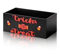 CJiangpo Halloween Candy Bowl Holder - Wooden Funny Trick or Treat Candy Holder, 3D Design Halloween Large Candy Dish Serving Bowl Farmhouse Tiered Tray Decor Table Ornament Halloween Party Supplies