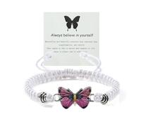 CJIAYUJEW Always believe in yourself Butterfly Bracelet, Cute Butterfly Charm Bracelets Matching Bracelet Friendship Couple Bracelets, Adjustable, alloy, no gemstone