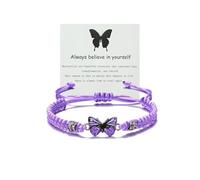 CJIAYUJEW Always believe in yourself Butterfly Bracelet, Cute Butterfly Charm Bracelets Matching Bracelet Friendship Couple Bracelets, Adjustable, alloy, no gemstone