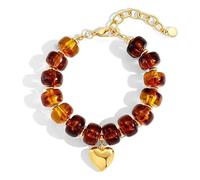 CJIAYUJEW Chunky Acrylic Beaded Bracelets for Women Boho Heart Pendant Multicolor Resin Bead Bracelet Trendy Adjustable Summer Vacation Jewelry, Adjustable, alloy, no gemstone