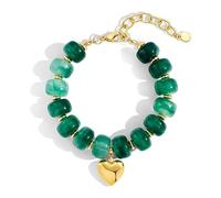 CJIAYUJEW Chunky Acrylic Beaded Bracelets for Women Boho Heart Pendant Multicolor Resin Bead Bracelet Trendy Adjustable Summer Vacation Jewelry, Adjustable, alloy, no gemstone