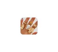 CJIAYUJEW Chunky Flower Gold Rings for Women Stackable Silver Rings Set Baroque Pearl Flower Rings for Women Knuckle Ring Chunky Jewelry, Alloy Steel, No Gemstone