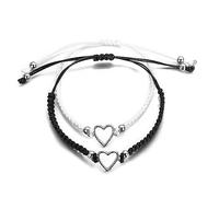 CJIAYUJEW Couples Bracelets Matching Bracelets for Couples Boyfriend friend Best Friend,2 Pieces Friendship Cross Bracelet, Handmade Heart Matching Couple Bracelets for Women Men, 5in, no gemstone
