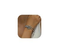 CJIAYUJEW Gothic Skull Skeleton Bracelet Punk Human Skeleton Bracelet Halloween Party Goth Accessories for Jewelry, Adjustable, Silver, no