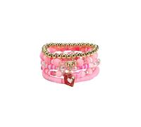 CJIAYUJEW Valentines Day Bracelets for Women Cute Pink Red Love Pendant Stackable Stretch Bracelets Polymer Clay Beaded Elastic Bracelet Valentines Day Accessories Jewelry For Women, Adjustable, alloy