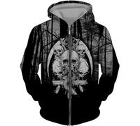 CJINSON Men's Angel Skull 3D Printed Hoodies Fashion Hooded Sweatshirt Full Zip Hoodie Casual Jacket (XXL,# 3)
