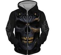 CJINSON Men's Angel Skull 3D Printed Hoodies Fashion Hooded Sweatshirt Full Zip Hoodie Casual Jacket (M,# 12)
