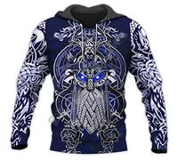 CJINSON Men's Viking Hoodie Vintage Casual Viking Warrior Odin 3D Printed Long Sleeve Sweatshirt Pullover Jacket Tops (XL,# 21)