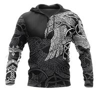 CJINSON Men's Viking Hoodie Vintage Casual Viking Warrior Odin 3D Printed Long Sleeve Sweatshirt Pullover Jacket Tops (XL,# 22)