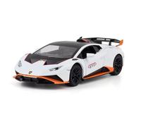 CJJXKBEP Scale Finished Model Car 1:24 For Lamborghini Huracan STO Sports Car Model Alloy Diecast Pull Back Music Light Supercar Miniature Models Miniature Die-cast Vehicle(White)