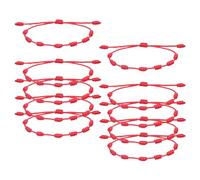 CJKDXDH 10pcs Lucky Bracelet,7 Knot Cord Couples Bracelet Adjustable Red Rope Knots String for Protection Jewelry Hand Chain Amulet Talisman for Anniversary Valentine Relationship Friend, One Size