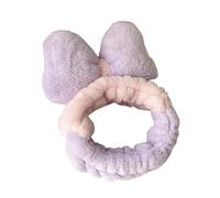 CJKDXDH Cute Bowknot Spa Headband Soft Coral Fleece Wash Face Headbands Comfy Makeup Hairband Elastic Skincare Hair Loop Decoration Bow Shower Hair Accessories (Purple)