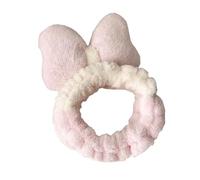 CJKDXDH Cute Bowknot Spa Headband Soft Coral Fleece Wash Face Headbands Comfy Makeup Hairband Elastic Skincare Hair Loop Decoration Bow Shower Hair Accessories (Pink)