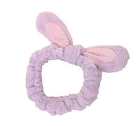 CJKDXDH Cute Bunny Ears Facial Spa Headbands Comfy Fleece Elastic Head Wrap Soft Rabbit Ears Hairband for Washing Face Makeup Skincare Shower (Purple)