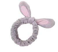 CJKDXDH Cute Bunny Ears Facial Spa Headbands Comfy Fleece Elastic Head Wrap Soft Rabbit Ears Hairband for Washing Face Makeup Skincare Shower (Grey)