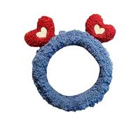 CJKDXDH Fuzzy Fleece Skincare Headband Cute Heart Shape Spa Headbands Soft Wash Face Hairband Elastic Makeup Hair Loop Comfy Shower Yoga Hair Accessories (Blue)