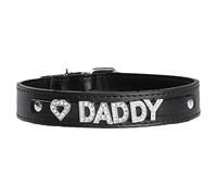 CJKDXDH Gothic Punk PU Leather Rhinestone Letters Choker Adjustable Crystal DADDY MY BOY Personalized Letters Necklace Festival Cosplay Neck Costume Jewelry (Black, DADDY)