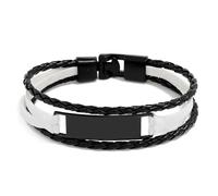 CJKDXDH Leather Bracelet Gift Adjustable Wristband For Men Stainless Steel Clip Waterproof Sweatproof Inspirational Quotes Bracelets, L, Leather, no gemstone