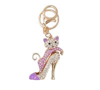 CJKDXDH Rhinestone High Heel Keychain Crystal Cat Shoes Key Ring Cute Shoes Car Key Holder Decorative Backpack Pendant Charms, Purple, One size
