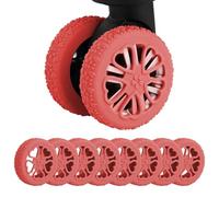 CJKDXDH Silicone Luggage Wheel Protector Set, 8 Pcs Protective Covers for Spinner Wheels Anti-Slip Ultra-Quiet Wear-Resistant Suitcase Wheel Covers Carry On Suitcase Wheels Protectors, Red, Onesize