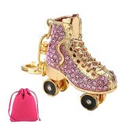 CJKDXDH Sparkly Rhinestone Roller Skate Keychain Shiny Crystal 3D Key Ring Cute Backpack Car Pendant Key Holder (Purple)