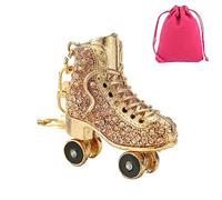 CJKDXDH Sparkly Rhinestone Roller Skate Keychain Shiny Crystal 3D Key Ring Cute Backpack Car Pendant Key Holder (Champagne)