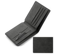 Cjkoonsa Leathers Black Wallet, Blocking Mens Designer Genuine Real Soft Leather Wallet with Buckle, Card Slots, ID Window and Coin Pocket (Black)