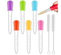 Cjkoonsa Liquid Droppers 6 Pcs 5ml Silicone Liquid Droppers Clear Droppers Pipettes with 2Pcs Cleaning Brushes for Gummy Mold and Crafts