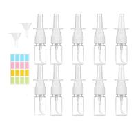 Cjkoonsa Nasal Spray Bottle 10pcs Refillable Fine Mist Sprayers Clear Small Spray Bottles with 2 Funnels and 1 colors Labels Clear Empty Rhinitis Care Sprayer, for Travel Outdoor Hiking 10ml
