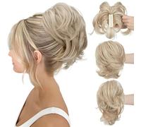 CJL HAIR Claw Clip Short Ponytail Hair Extensions DIY Bendable Metals Messy Bun Hair Piece for Wonen Straight Synthetic Fake Hairpieces Sunny Blonde
