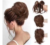 CJL HAIR Claw Clip Short Ponytail Hair Extensions DIY Bendable Metals Messy Bun Hair Piece for Wonen Straight Synthetic Fake Hairpieces Red Vino