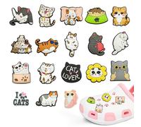 CJMUQHEHH Cartoon Cat Shoe Charms for Crocs Jibbitz, PVC Shoe Charm Cat Design, DIY Decoration for Children, Gift Idea for Parties, Reunion Pack of 18, 18 Pcs Schuh Charms