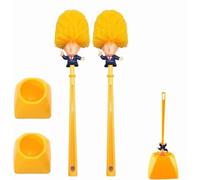 CJNQQJWS Toilet Brush, Trump Toilet Brush, Yellow, Plastic Bristles, Plastic Handle, with Holder, Suitable for Daily Cleaning