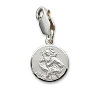CJoL - Solid 925 Sterling Silver 14mm Round St Christopher Detachable Charm In Gift Box
