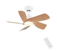 CJOY 30 inch Ceiling Fan Light, Woodgrain Ceiling Fans with Lights Dimmable, Memory 3CCT, 6 Speeds, Quiet, Reversible DC 5 Blades, Fan Lights Ceiling for Bedroom/Kids Room/Corridor/Aisle