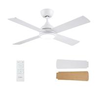 CJOY 42 inch Ceiling Fans with Lights, White Ceiling Fan with Remote Control, Quiet Reversible 4 Blades, 6 Speeds, 3CCT Dimmable, Sleep Mode, Timer, Fan Light for Bedroom/Living RoomKitchen/Dormitory