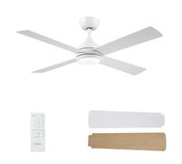 CJOY 48 inch Ceiling Fans with Lights, White Ceiling Fan with Remote Control, Quiet Reversible 4 Blades, 6 Speeds, 3CCT Dimmable, Sleep Mode, Timer, Fan Light for Bedroom/Living RoomKitchen/Dormitory