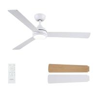 CJOY 52'' White Ceiling Fans with Lights and Remote, Quiet Ceiling Fan 6 Speeds, Reversible DC, Dimmable 3CCT, Ceiling Fans with Lamps 3 Blades for a Slanted Ceiling Bedroom/Living Room/Dormitory