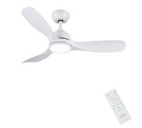 CJOY Ceiling Fan with Light, 107 cm White Ceiling Fans | With Remote Control, DC Reversible Silent, 3CCT Memory, 6 Speed, Dimmable LED, Sleep Mode, Timer For Bedroom